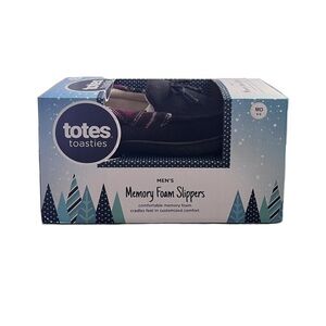 Totes Toasties Men’s Memory Foam Slippers Faux Fur Christmas Size 8-9 NWT